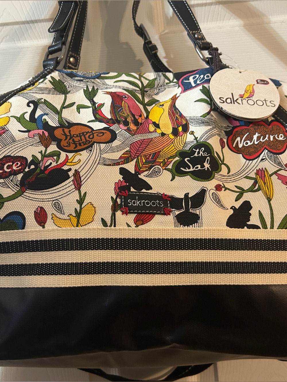 Sakroots Floral Canvas Tote in Black and Multicolor
